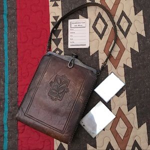 AMITY 1918 Edwardian Art Nouveau Hand Tooled Leather Antique Purse w/ ‘TURNLOC’